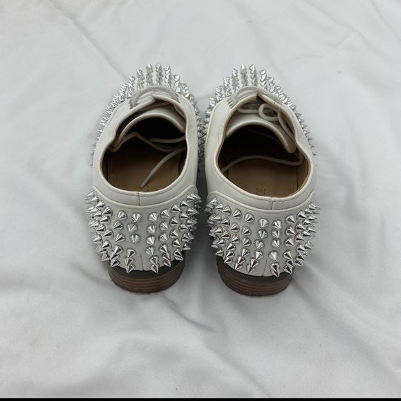 White Silver Studded Oxford Shoes, Size 8 - Picture 2 of 5